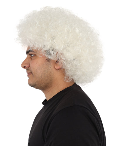 HPO Men's Multi-Color Options Curly Clown Wig | Flame-Retardant Synthetic Fiber and Standard Cap | Ideal for Parties, Cosplay, and Themed Events