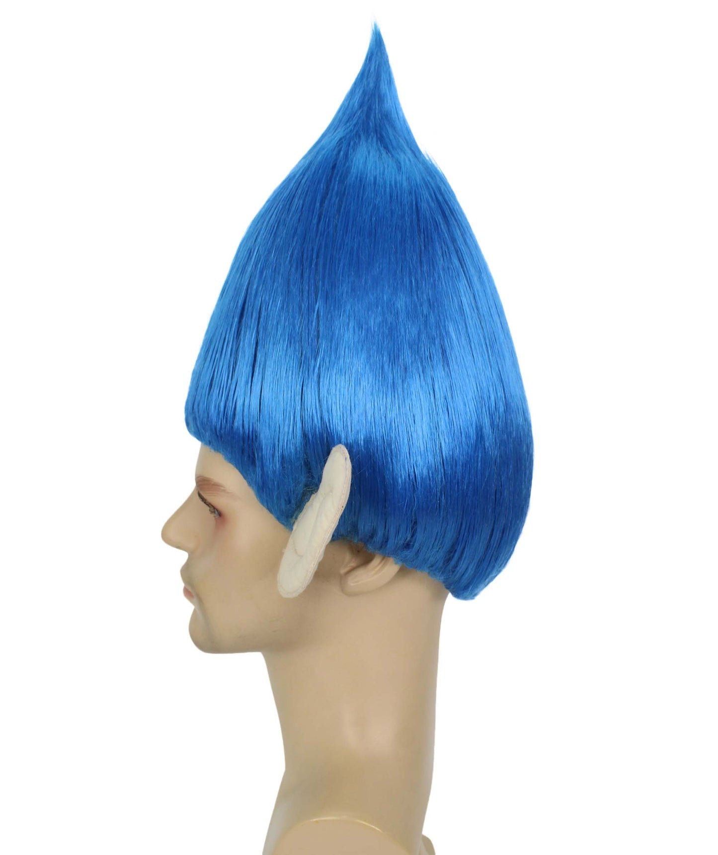 HPO Men's Pointy Diamond Guy Troll Wig with Blue Ears,Multiple Color,Flame-Retardant Synthetic Fiber