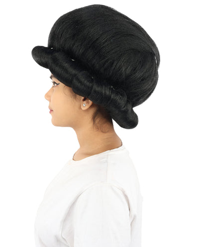 HPO Women's Voluminous Golden Blonde Grandma Wig | Medium Puffy Afro Style with Silver Texture, Synthetic Fiber & Adjustable Fit | Halloween, 100th Day of School, Theater & Funny Costume