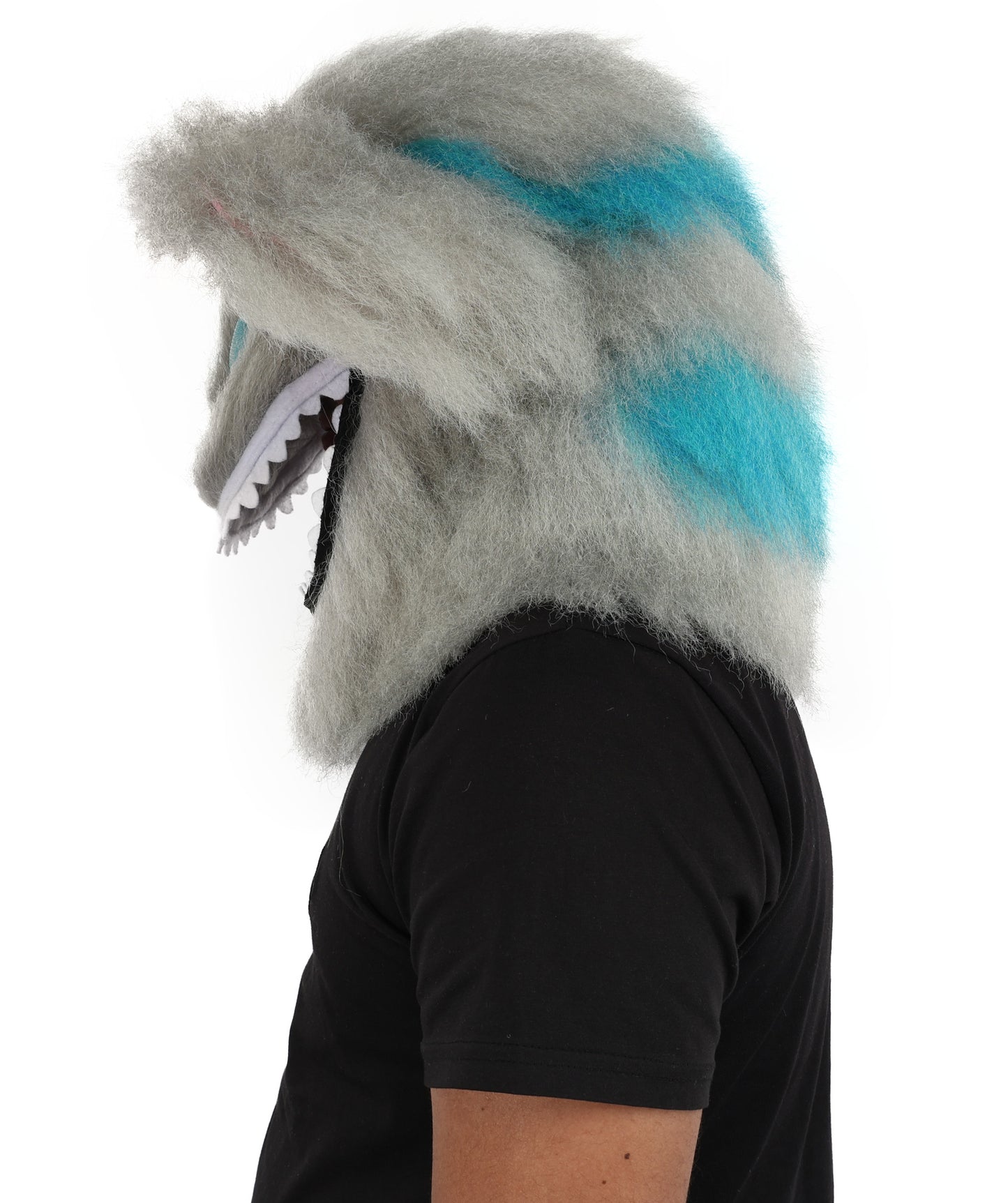 HPO Unisex Cat Mascot Aqua Blue & Ash Grey Animal Costume Bundle & Mask Set with Cap & Cloth – Striped Cartoon Character Body Suit | Outfit for Cosplay & Parties