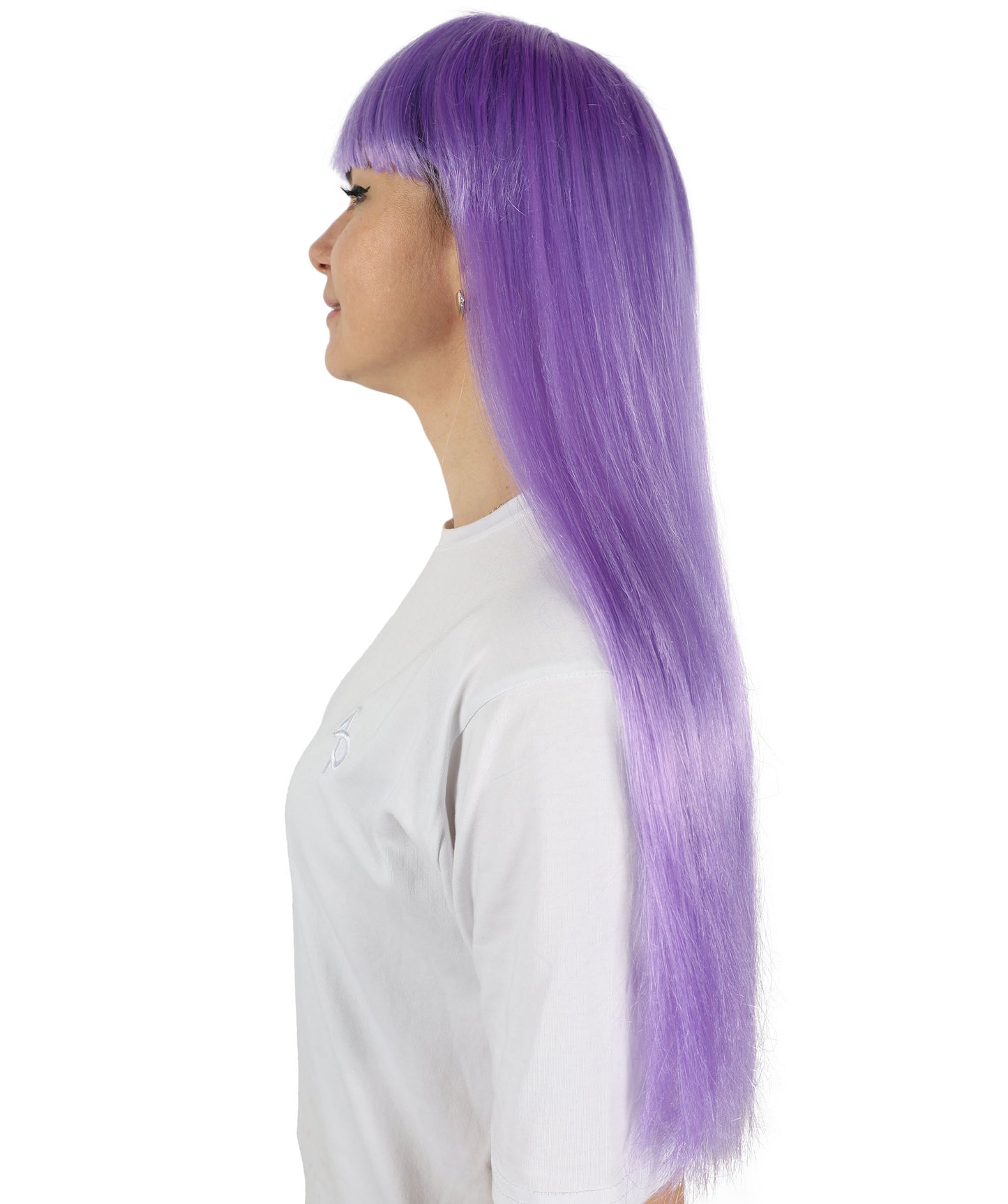 HPO Women's Vibrant Lavender Roleplay Purple Wig | Flame-resistant Synthetic Fiber with Capless Cap | Ideal for party, Halloween, cosplay, theater, drag, performance, costume events