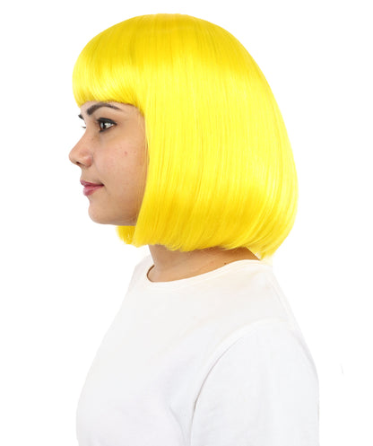 Adult Women’s Medium Bob Wig with Bangs – Layered Hairstyle with Soft Synthetic Fibers & Smooth Texture With Standard Cap | Stylish Hairpiece for Cosplay, Parties & Photo Shoots | Multicolor Options