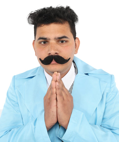 Men's Hook Style Moustache Set | Black Fancy Facial Hair