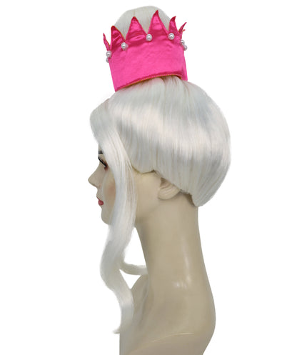HPO Adult Women’s Long Straight White High Crown Fantasy Princess Wig | Ideal for Halloween | Breathable Capless Cap