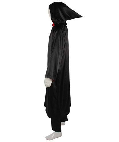 HPO Men's Fantasy Novel Series Wizard Black Robe Cloak Costume | Suitable for Halloween | Flame-retardant Synthetic Fabric