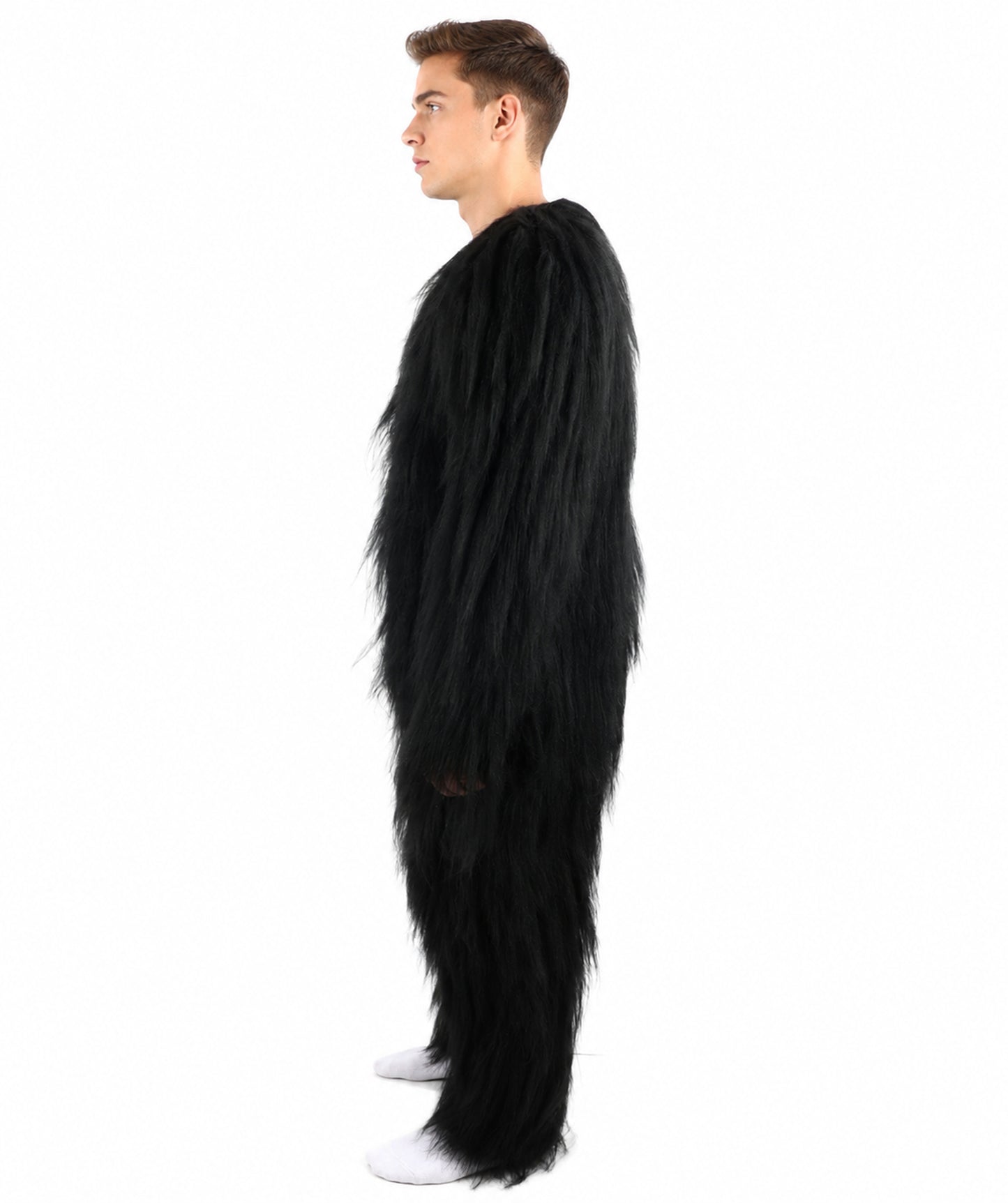 HPO Unisex Extreme Hairy Person Costume, Mask and Bundle - Full-Body Hair Suit Extra-Long Ash Brown Costume Wig for Halloween, Cosplay & Parties