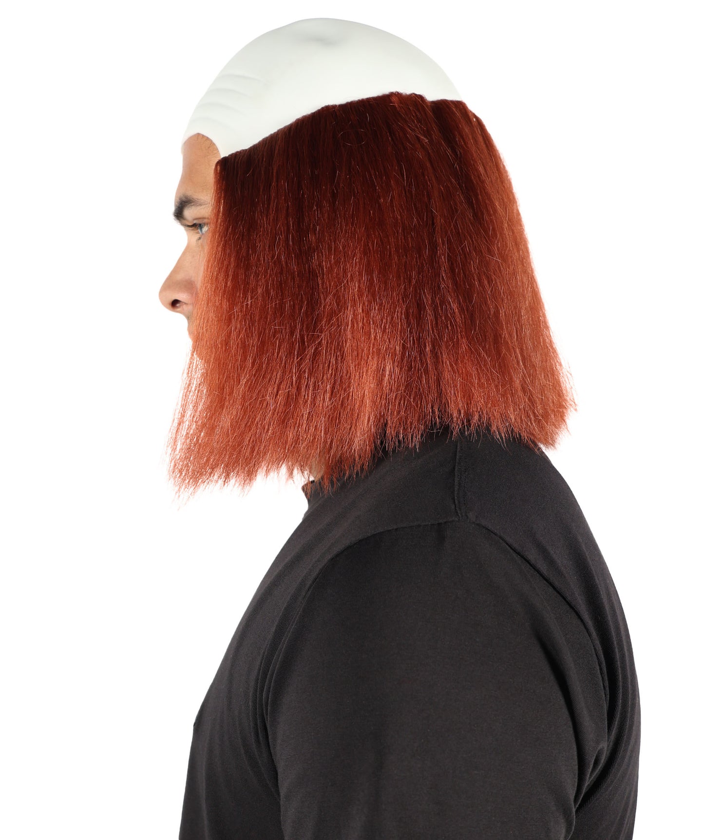 HPO Men's Bald Deluxe Silly Boy Auburn Wig | Comical Bald Cap with Hair Tufts | Hairpiece for Halloween Cosplay Parties Stage & Roleplay