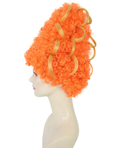 HPO Women's Fancy Bouffant Orange Wig | Medium Retro Updo Hairpiece for Women | Adjustable Inner Straps Cap | Lightweight Wig for Parties & Cosplay