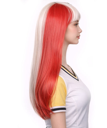 Peru Flag Sport Party Long Bob Wig | Long Straight | Premium Breathable Capless Cap
