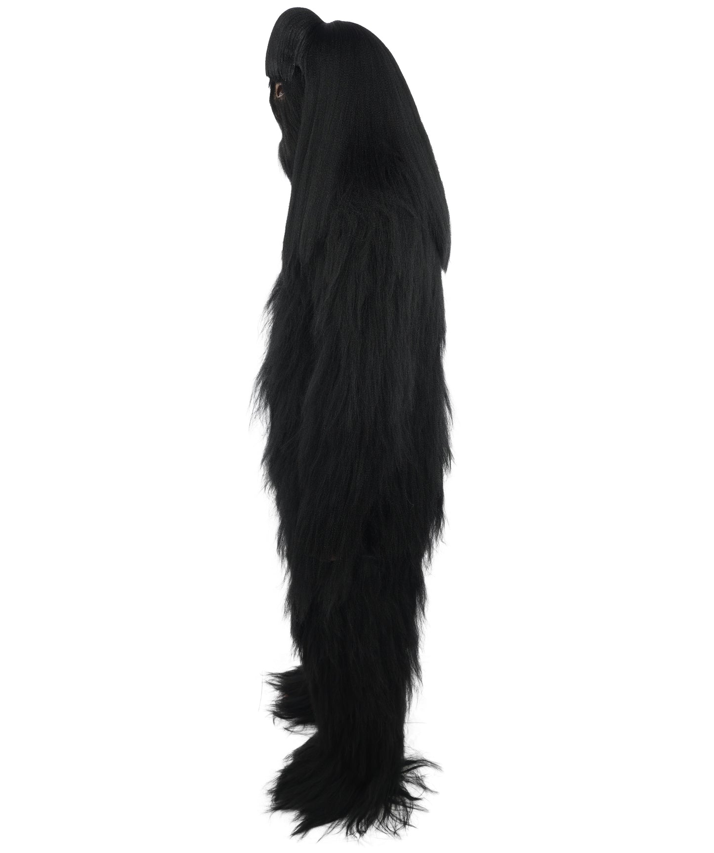 HPO Unisex Extreme Hairy Person Costume, Mask and Bundle - Full-Body Hair Suit Extra-Long Ash Brown Costume Wig for Halloween, Cosplay & Parties