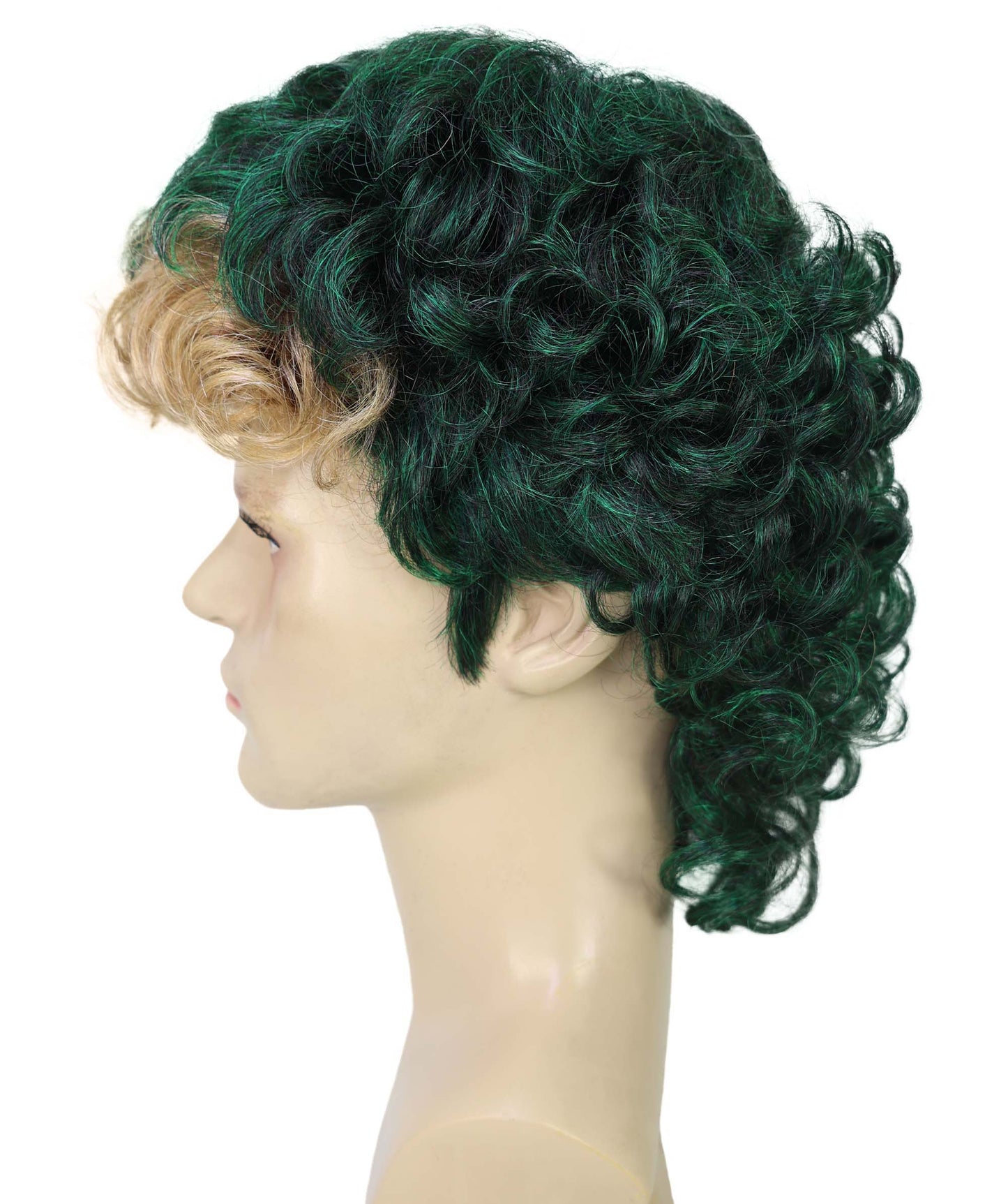 HPO Men’s Permed Bang Multicolor Wig – Flame-Retardant Synthetic Wig with Curly Front Fringe | Breathable Capless Cap Design | Cosplay & Party Hair