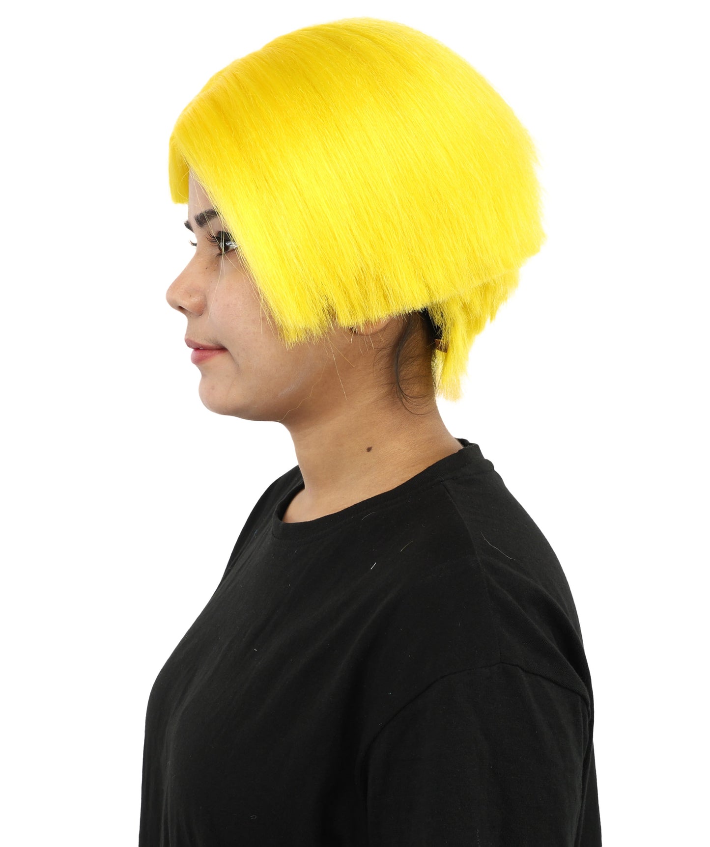HPO Women’s Neon Yellow Bob Wig with Bangs—Bright Straight Cut Wig | Celebrity Inspired Hairpiece for Party, Halloween and Cosplay