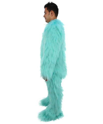 HPO Unisex Blue Furry Monster Costume, Mask and Bundle Set | Full Body Fur Costume with Matching Mask | Soft Plush Halloween Cosplay Outfit for Parties, Mascots & Performers