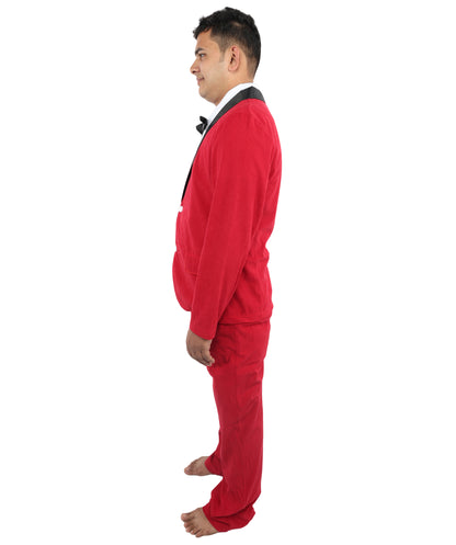 HPO Men's Red Tuxedo Suit Costume  | Formal Top & Pant Cosplay Outfit | Perfect for Halloween Parties & Theme Events