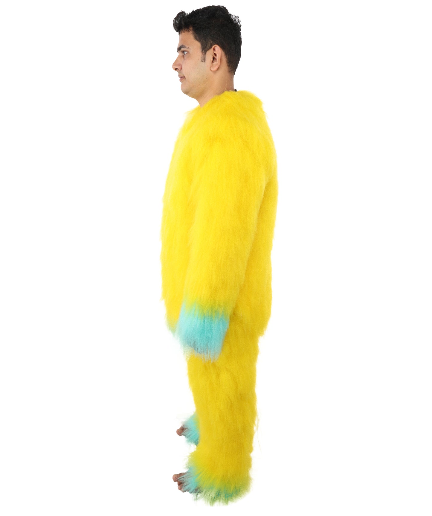 HPO Adult 74 Inch Full Animal Monster Bundle Costume & Mask Set – Yellow & Blue Furry Outfit with Screaming Head Mask | Ideal for Mascot Shows, Theater & Party Characters