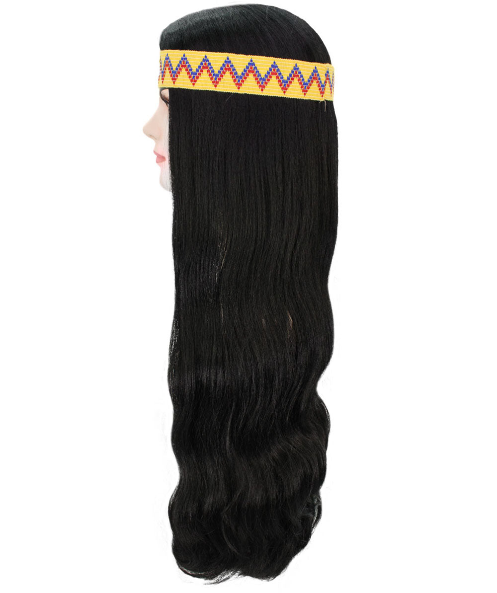 HPO Adult Female WIG Hippie Long with Headband – Boho Multiple Wigs Premium Breathable Capless Cap with Flame Retardant Synthetic Fiber Hair