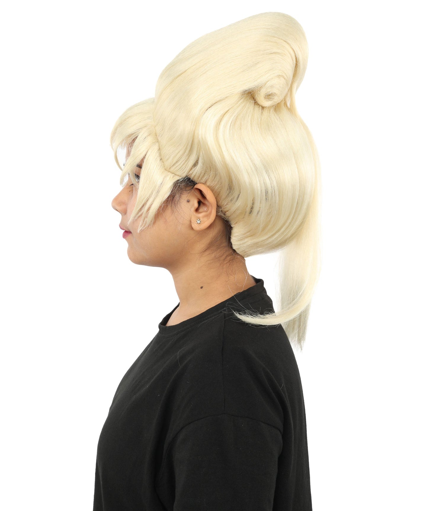 HPO Adult Women's Avant-Garde Bouffant Wig | Multiple Color Options | Create of synthetic fiber, massive smooth updo with micro bangs, breathable base | Party, Halloween, theater, drag, performance, costume events