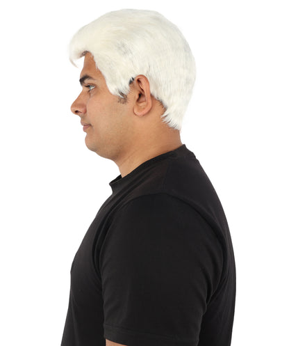 HPO Men's Side Swept Undercut Wig | Short Brown Texture with Tapered Sides, Heat Resistant Synthetic Fiber & Breathable Net | Halloween, Space Ranger Cosplay, Sci-Fi Theme Party & Roleplay