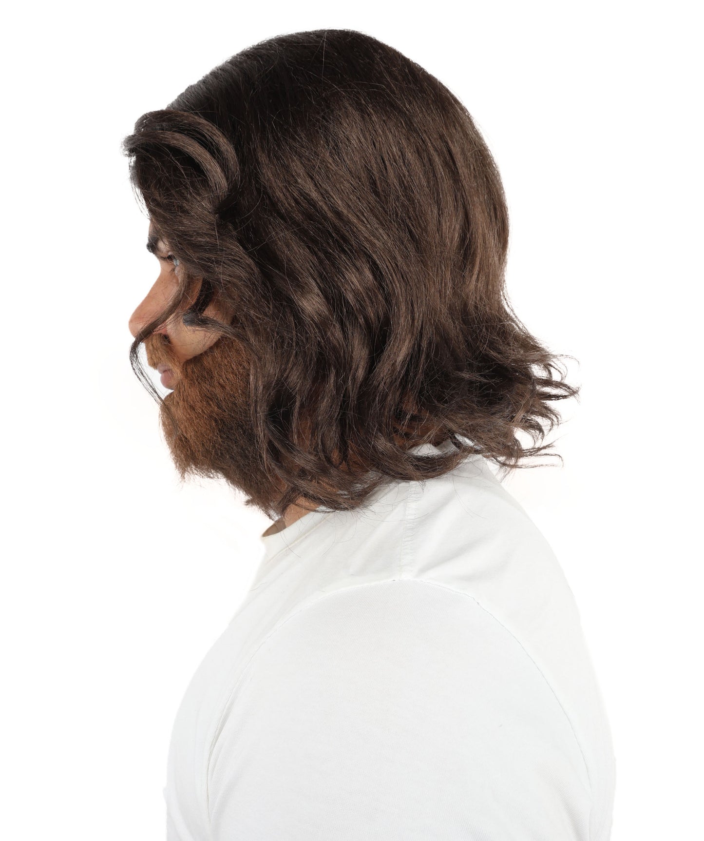 HPO Long Brown Wavy Wig Beard & Mustache Set for Men – Rugged Look Costume Accessory | Ideal for Post-Apocalyptic Themed Events, Fancy Dress & Cosplay