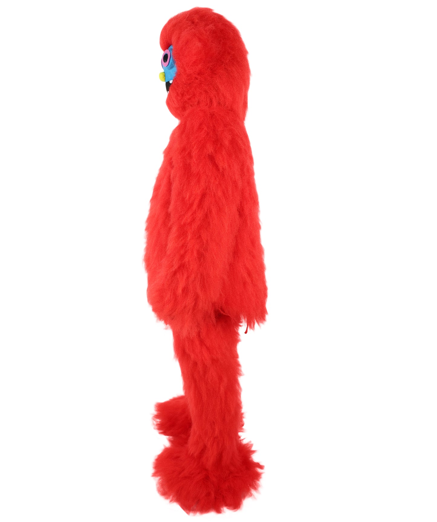 HPO Unisex Red Furry Monster Costume Set Full-Body Plush Cosplay Suit with Mask & Oversized Feet| Perfect for Halloween| Flame-retardant Synthetic Fabric