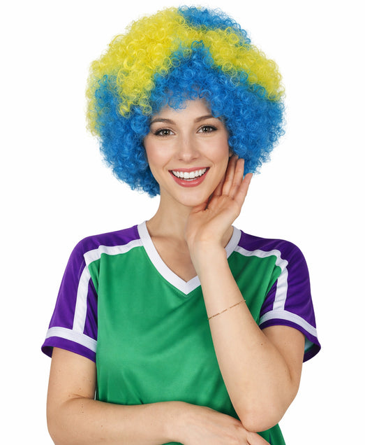 Sweden Flag Sport Afro Halloween Wig