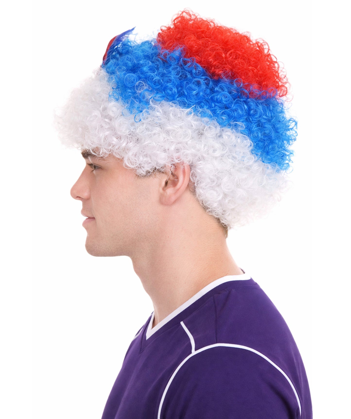 Serbia Flag Sport Afro Wig | Jumbo Sport Wig