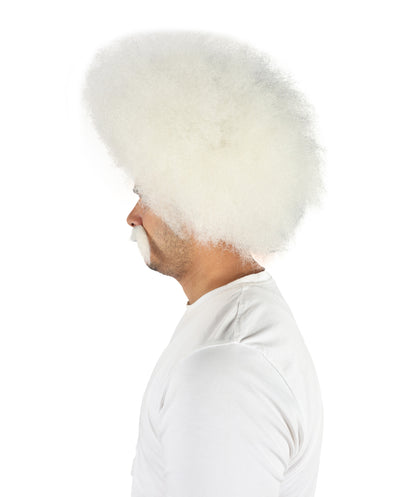 Mad Scientist Mens Wig & Mustache | Jumbo Halloween Wig | Premium Breathable Capless Cap
