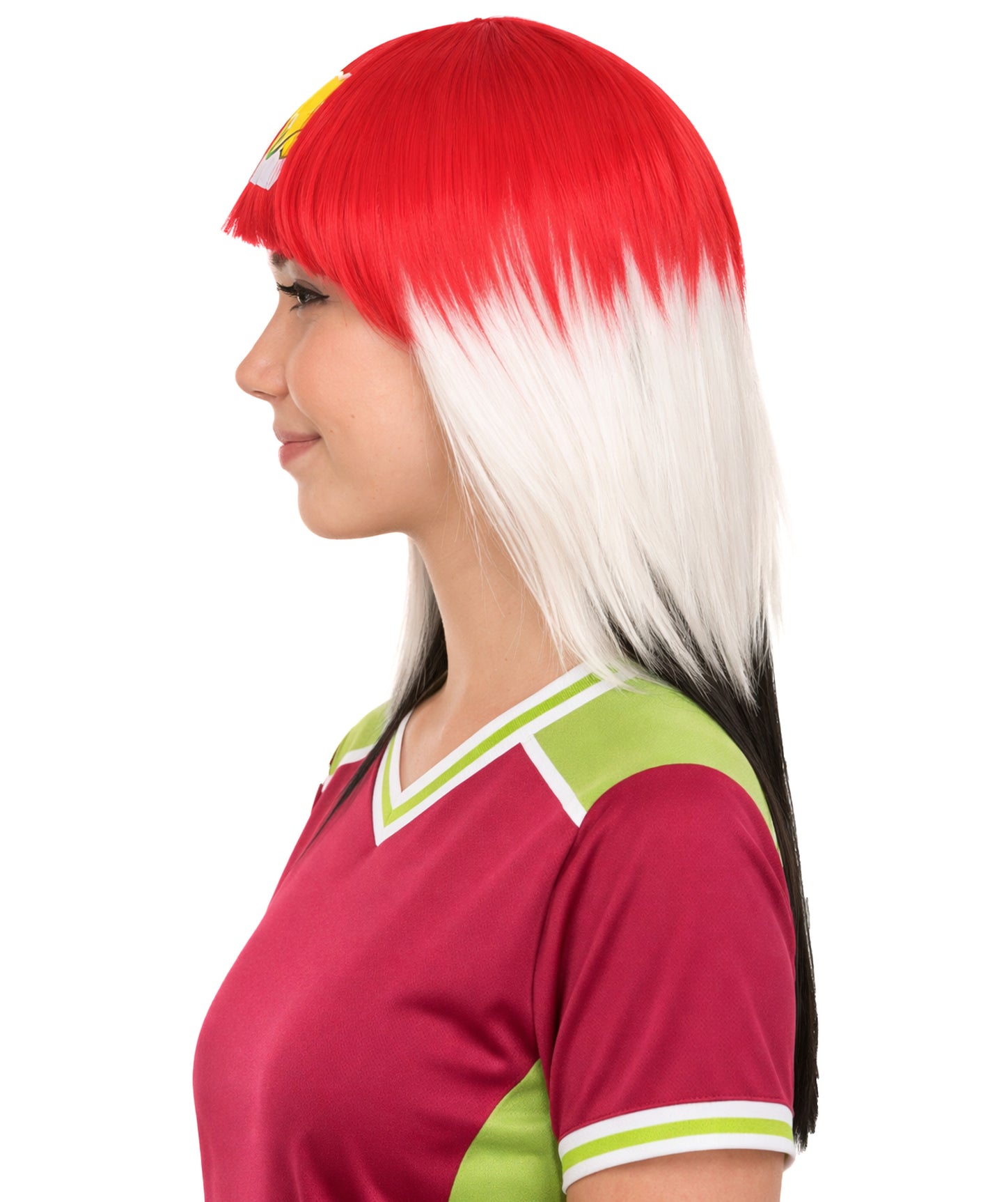 Egypt Flag Sport Party Long Bob Wig | Mid Eastern Traditional Halloween Wig | Premium Breathable Capless Cap