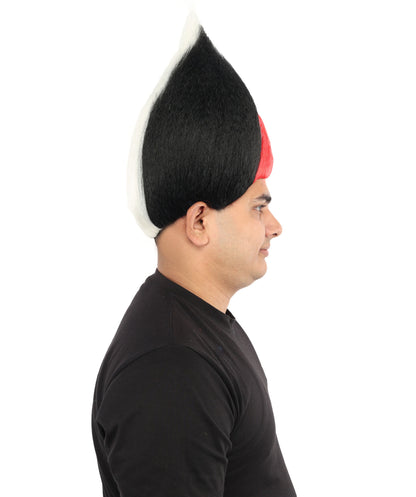 HPO Unisex Jordan Flag Inspired Troll Wig – Tall Spiky Red, Black, and Green Hairpiece | Ideal  for Sport National Events & Parties