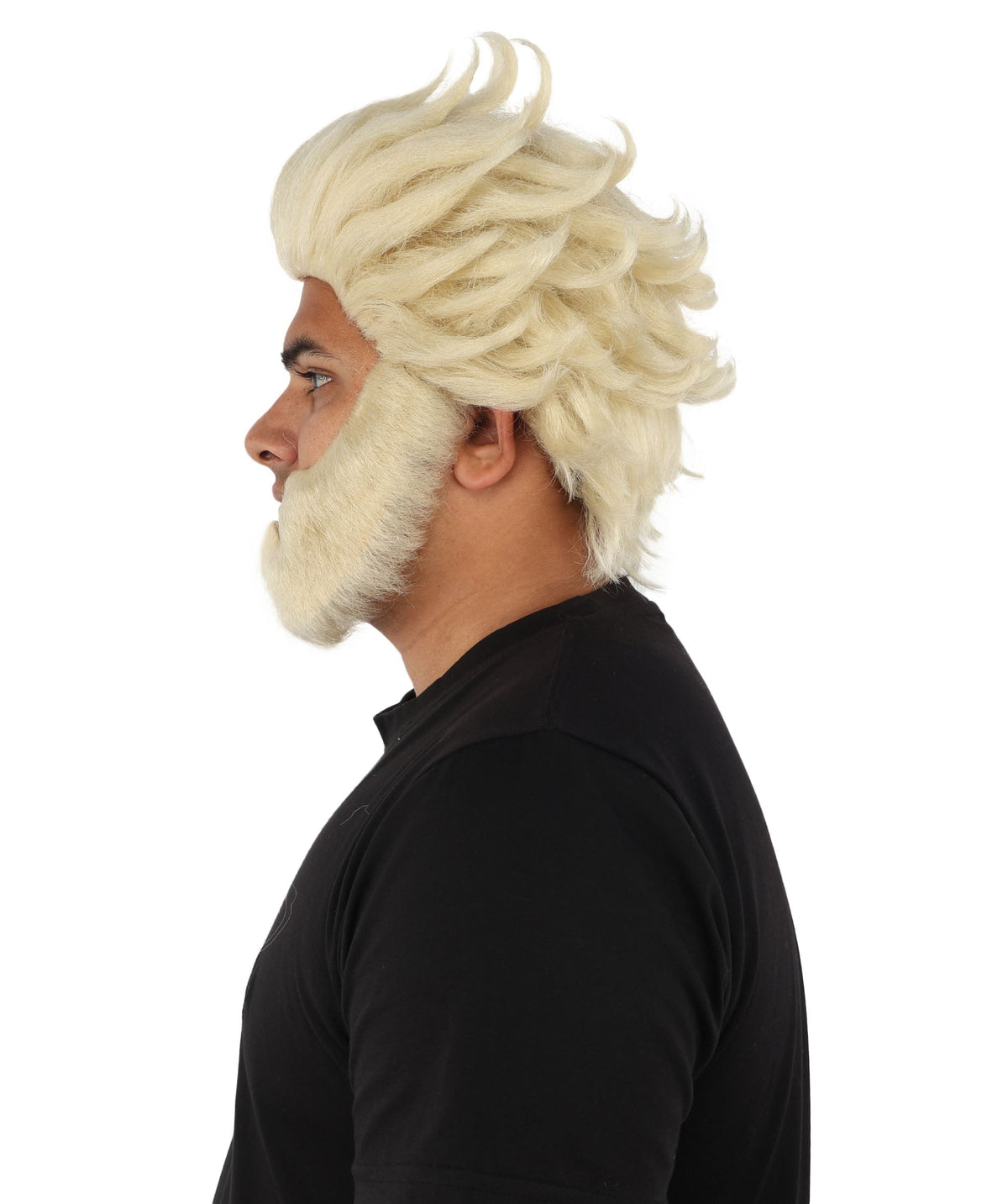 HPO Adult & Teen Men’s 11-Inch Spiky Wig with Beard Set | Multiple Color Options, Ideal for Cosplay, and Themed Events | Bold Style for Fun and Creative Looks