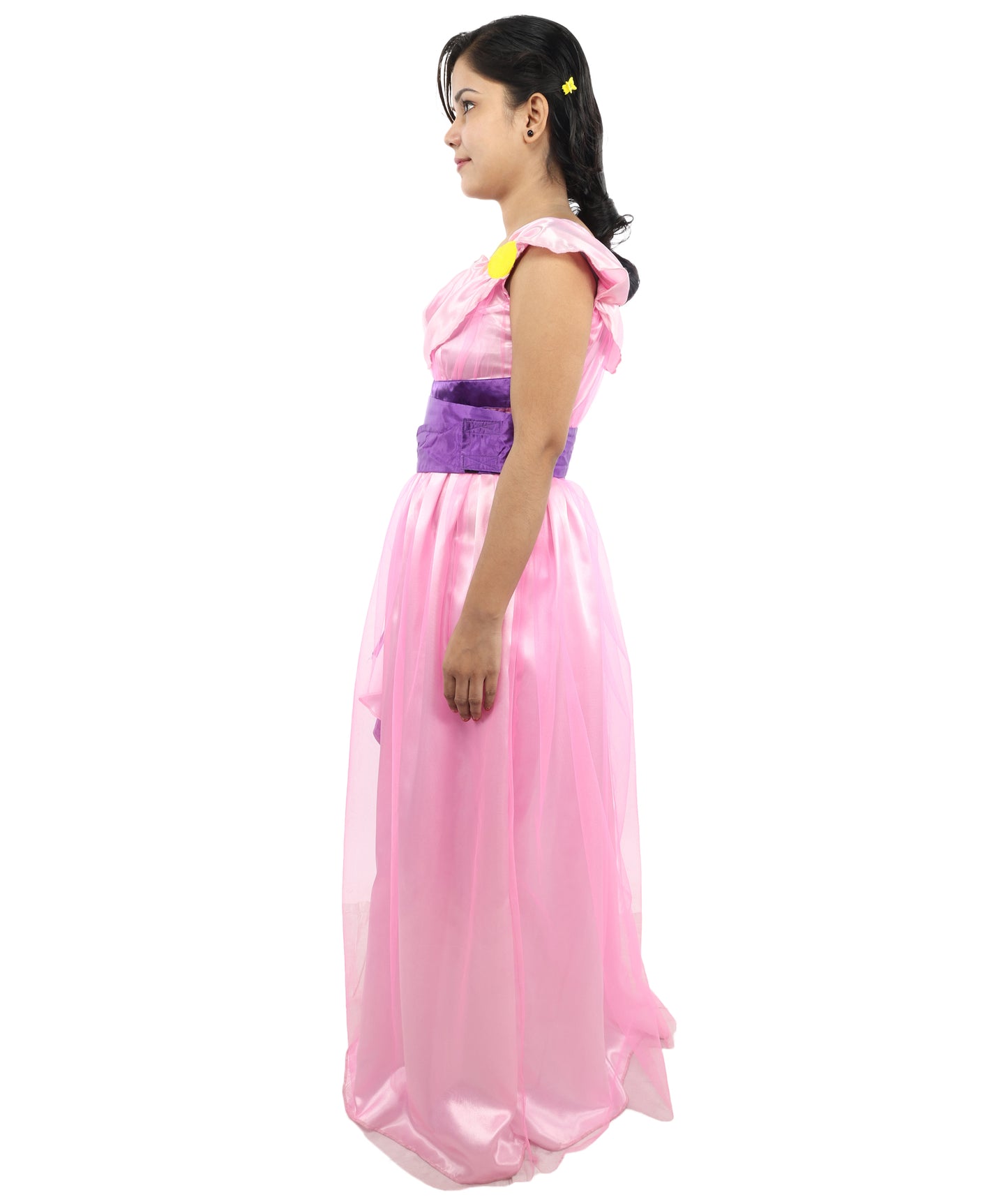 HPO Women’s Pink & Purple Heroine Style Costume – Elegant Draped Gown Dress with Sash Detail | Classic Theme Party & Cosplay Outfit