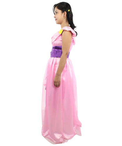 HPO Women’s Pink & Purple Heroine Style Costume – Elegant Draped Gown Dress with Sash Detail | Classic Theme Party & Cosplay Outfit