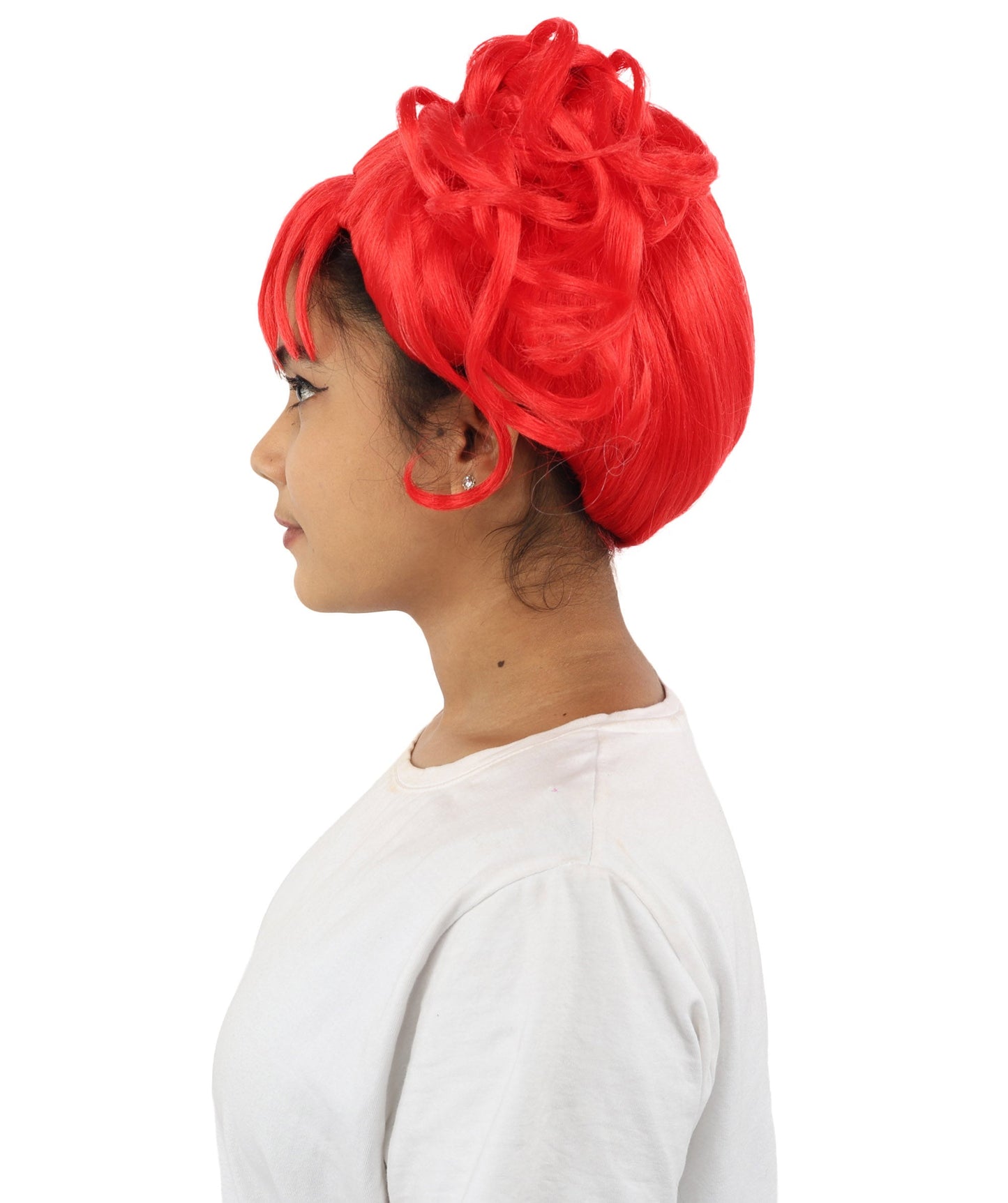 HPO Adult Women’s Messy Twin Bun Wig with Graphic Bangs | Multiple Color Options | Edgy Wig for Cosplay, Fashion Events, Halloween & Stage Wear | Adjustable Cap, Lightweight Synthetic Fiber