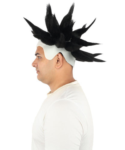 HPO Adult Men's Spiky Bald Illusion Wig | Multiple Color Options  |  Two-tone vibrant hue, create of synthetic fiber, stiff spiked volume, integrated forehead piece | Party, Halloween, theater, drag, performance, costume events