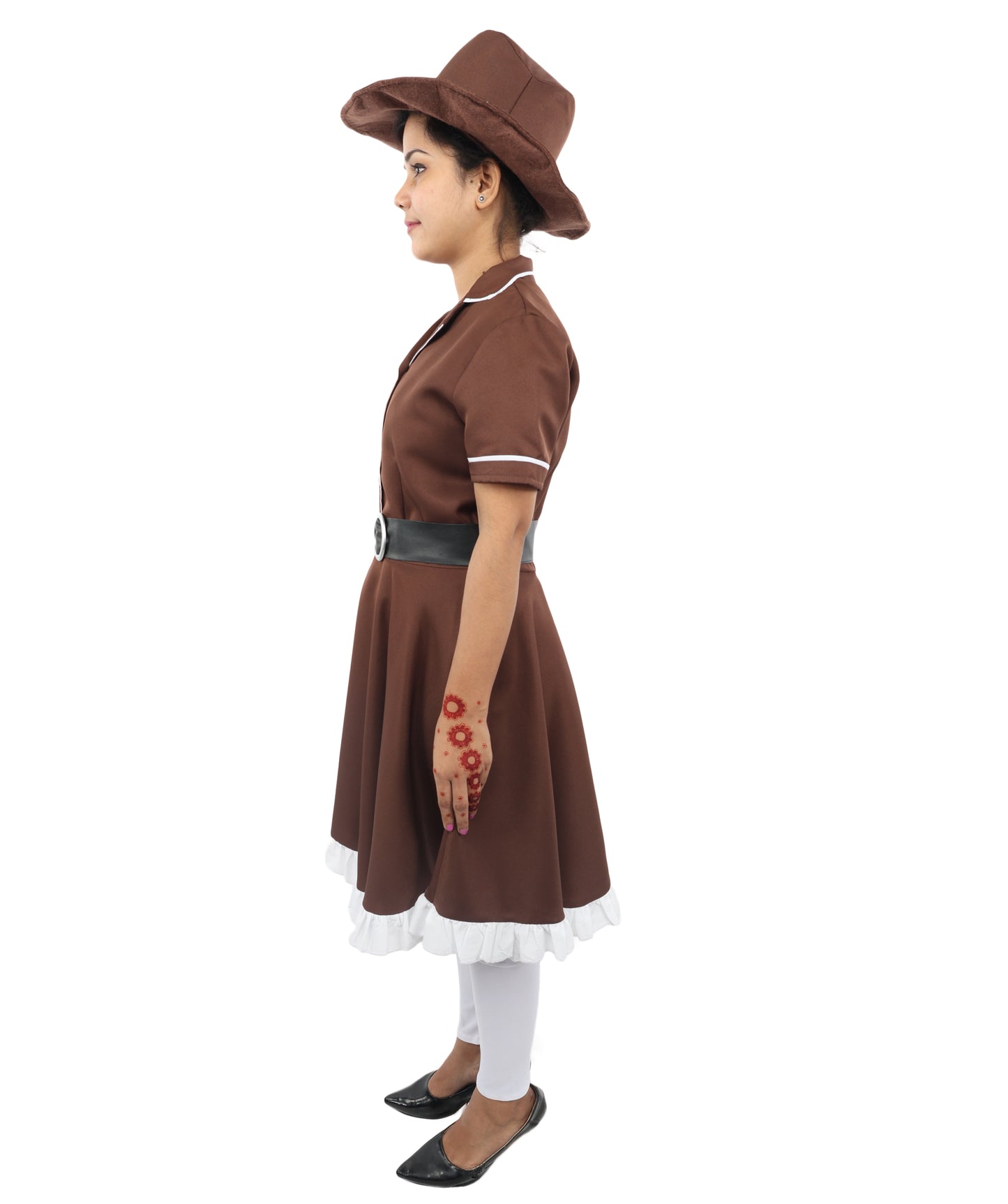HPO Women’s Cowgirl Western Movie Fancy Dress Brown & White Costume – Wild West Party Outfit