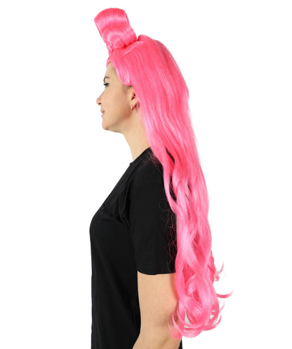 HPO Women's Long Curl Wig with Ring , Multiple Color Options , Flame-retardant Synthetic Fiber