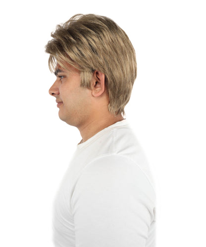 HPO Men's Short Brown Pompadour Wig | Synthetic Hair with Natural Texture | Ideal for Cosplay, Halloween & Roleplay