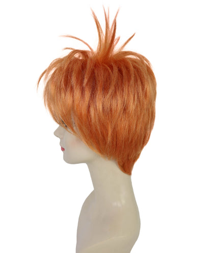 Women’s Orange Short Spiky Punk Wig | Anime Style Rockstar Hairpiece | Ideal for Halloween | Breathable Capless Cap