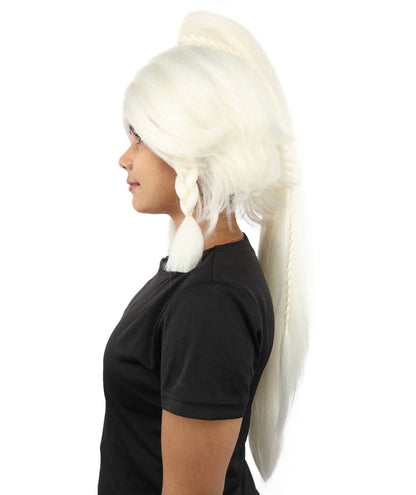 HPO Adult Women's Alien Nature Spirit Hair | Multiple Color Options | Soft Textured Bob with Beaded Braids, Heat Resistant Synthetic Fiber & Breathable Mesh | Halloween, Fantasy Roleplay, Themed Party, Theater & Carnival