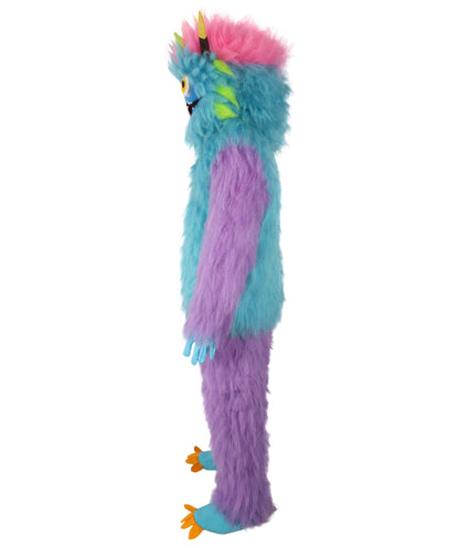 HPO Adult Unisex Furry Rainbow Monster Costume & Bundel Set with Mask | Perfect for Halloween| Flame-retardant Synthetic Fabric