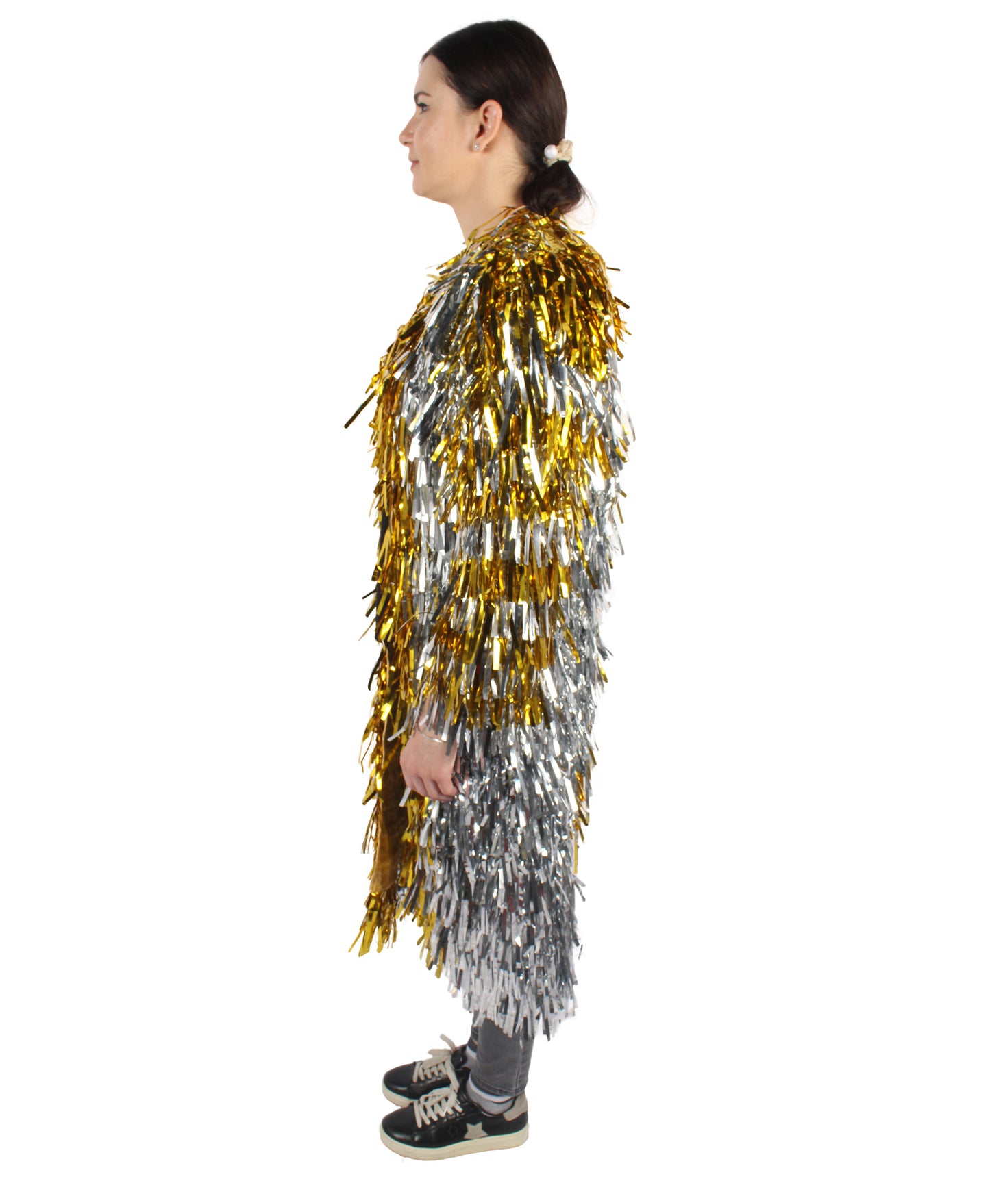 HPO Women's Gold & Glitter Tinsel Trenchcoat, Perfect for Halloween