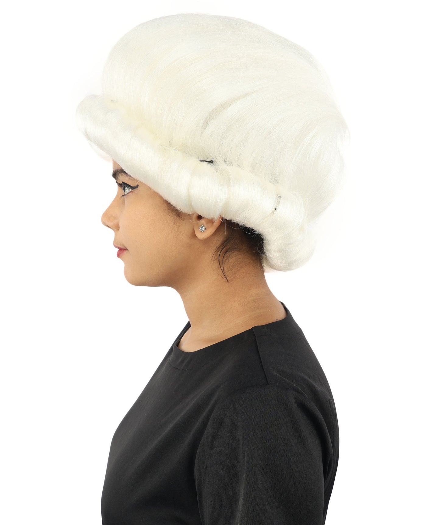 HPO Women's Voluminous Golden Blonde Grandma Wig | Medium Puffy Afro Style with Silver Texture, Synthetic Fiber & Adjustable Fit | Halloween, 100th Day of School, Theater & Funny Costume