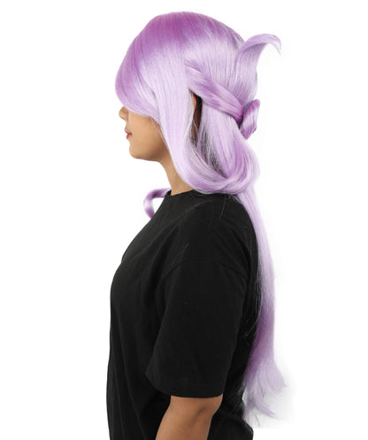 HPO Adult Women's Anime Character Wig | Multiple Color Options | Synthetic Fiber with Side Swept Bangs and Top Tuft | Halloween Party and Comic Con Events