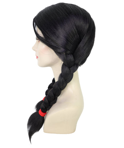 HPO Women's Fantasy Long Braided Black Wig | Elegant Adults Cosplay Hairpiece | Halloween Roleplay & Themed Events