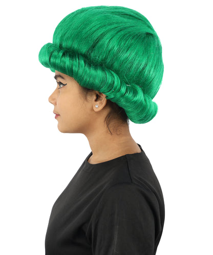HPO Women's Voluminous Golden Blonde Grandma Wig | Medium Puffy Afro Style with Silver Texture, Synthetic Fiber & Adjustable Fit | Halloween, 100th Day of School, Theater & Funny Costume