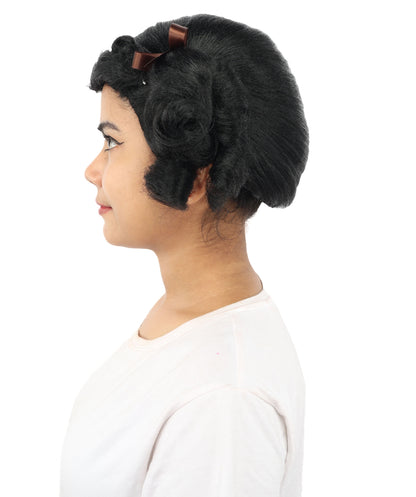 HPO Women's Golden White Mixed Curly Pigtail Wig | Messy Ringlet Twin Tails with Attached Fabric Ribbons, Synthetic Fiber & Breathable Cap | Halloween, Movie Character Roleplay, Costume Party & Theater