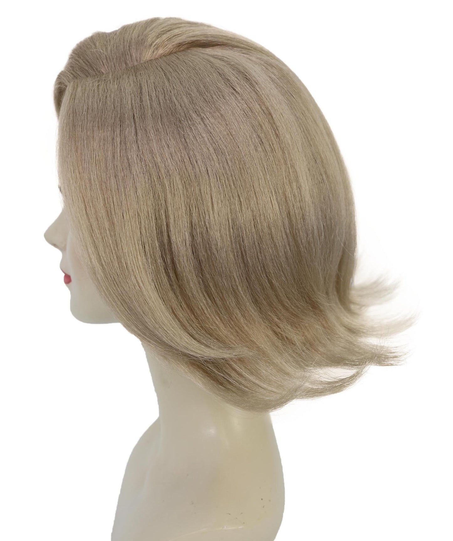 HPO Adult Women’s Blonde Wavy Bob Wig | Soft Layered Cut with Side Part for Fashion Styling | Capless Cap Design | Ideal for Halloween