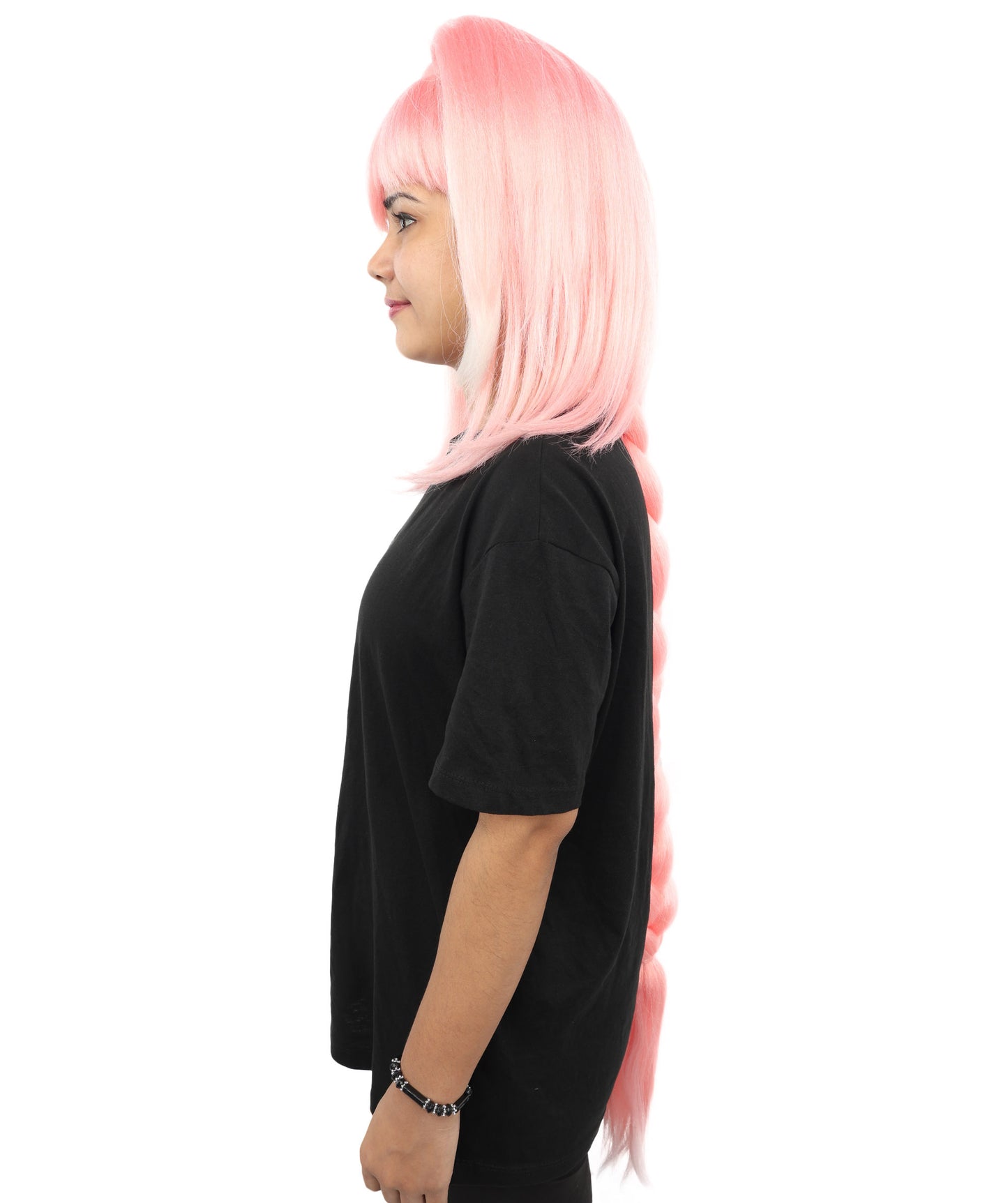 HPO Women's  Anime Extra Long Pink Wig | Soft Synthetic Fiber Hairpiece | Adjustable Inner Straps Cap | Lightweight Cosplay Wig for Stage, Roleplay & Costume Events