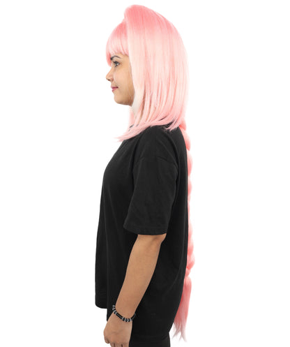 HPO Women's  Anime Extra Long Pink Wig | Soft Synthetic Fiber Hairpiece | Adjustable Inner Straps Cap | Lightweight Cosplay Wig for Stage, Roleplay & Costume Events