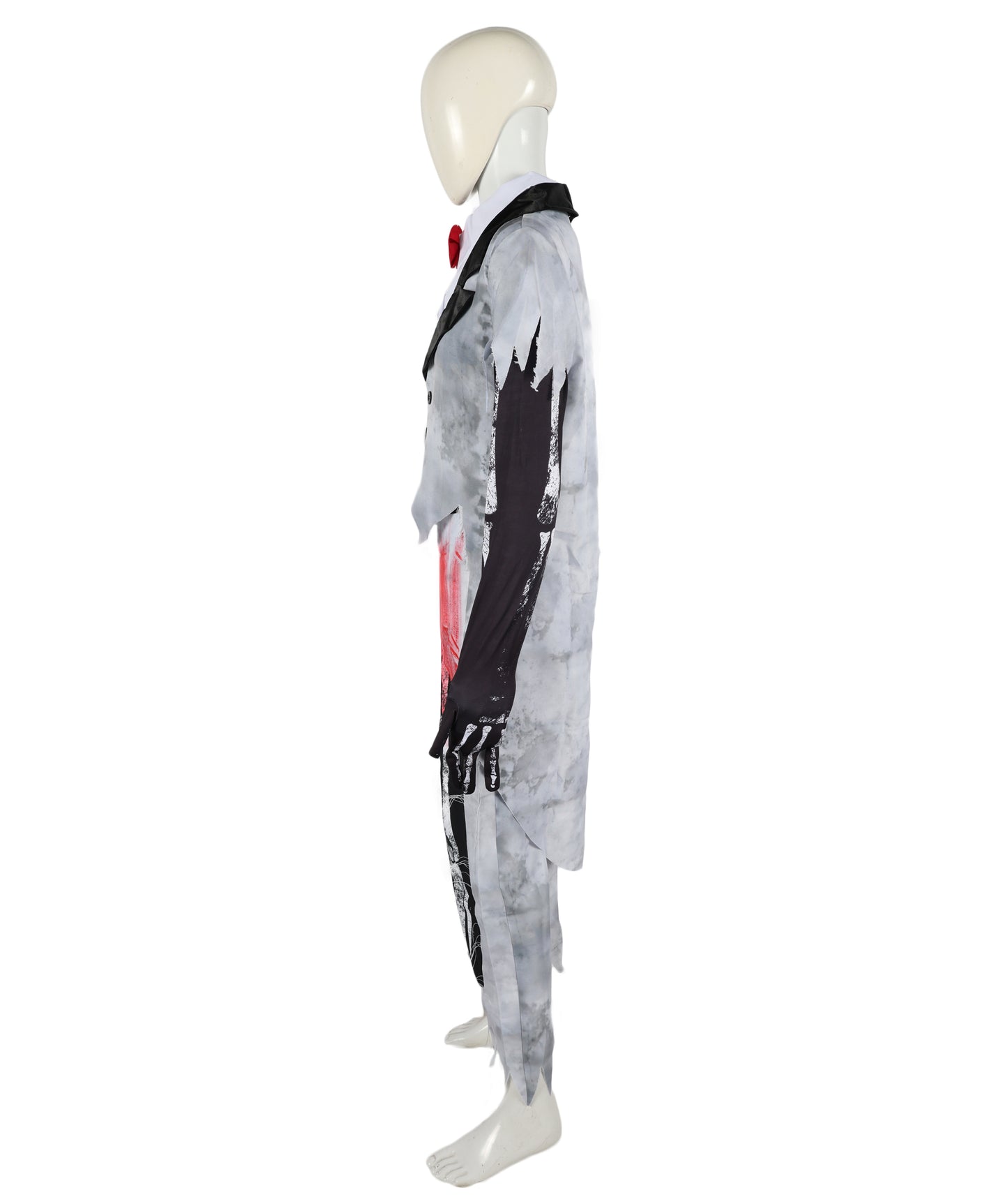 HPO Adult Men’s Corpse Groom Costume Set | Tattered Suit with Bone Detailing & Distressed Accessories | Adjustable Fit | For Halloween, Horror Parties & Themed Events